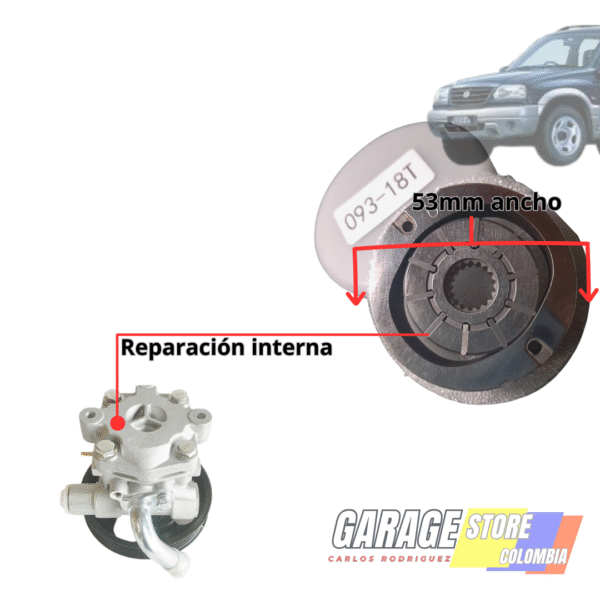 Rotor de bomba de dirección gran vitara-esteem-journey 18 estrías